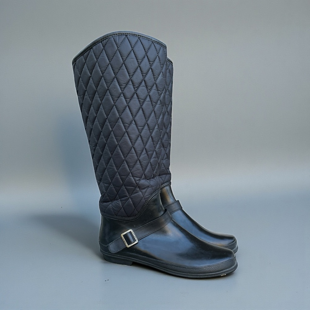 Sperry Top Sider Hingham Quilted Fleece Lined Tall Rain Boot in Black W’s Sz 9